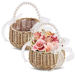 Бежевый Пластиковые цветочные корзины с ручкой, корзины для хранения, бежевые, 175x165x200 мм