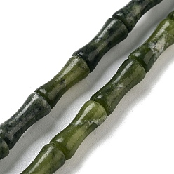 Chinese Jade Натуральные китайские бусины из южного нефрита, бамбук совместное, 12x5x4 мм, отверстие : 1 мм, около 32 шт / нитка, 14.96'' (38 см)