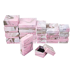Pink Cardboard Box, Ring Boxes, Jewelry Set Boxes, Bracelet Boxes, with Sponge Inside, Mixed Shapes, Pink, 20pcs/set