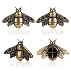 Antique Bronze Brass Bees Display Decorations, for Home Car Desktop Decoration, Antique Bronze, 22.5x33x10mm