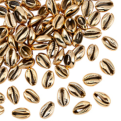 Золотой 80 шт. гальванизированные натуральные бусины из ракушек каури, золотые, 15~20x10~12x5~6 мм, отверстие : 12~14x2~3 мм