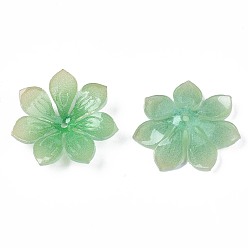 Зеленый лайм Пластиковые шарики, цветок, зеленый лайм, 19~19.5x20~20.5x4 мм, отверстие : 1.2 мм