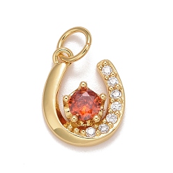 Настоящее золото 18K Подвески из латуни с покрытием из прозрачного кубического циркония, без кадмия, без никеля и без свинца, долговечный, с целью перехода в кольце, П-образный, реальный 18 k позолоченный, 13x10.5x3 мм, Перейти кольцо: 5x0.5 мм, внутренний диаметр: 3.5 мм