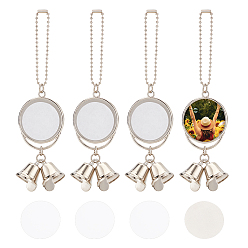 Платина Рождественская тема из цинкового сплава, висящие пустые большие подвески, украшения, Плоский круглый с колокольчиком, платина, 152 мм