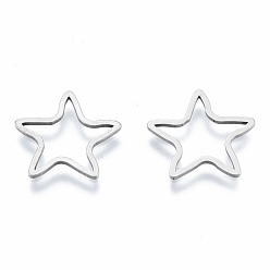 Нержавеющая Сталь Цвет Не тускнеет 201 соединительные кольца из нержавеющей стали, звезда, цвет нержавеющей стали, 16x16.5x1 мм, внутренний диаметр: 9x9.5 мм