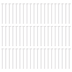 Серебро 60шт. 925 булавки с плоской головкой из стерлингового серебра, для изготовления ювелирных изделий, серебряные, 24 датчик, 19.5x0.5 мм, Руководитель: 1.5 mm