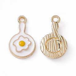 Белый Подвески из эмали и сплава, золотой свет, омлет очарование, белые, 20x11.5x3 мм, отверстие : 1.8 мм
