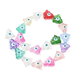 Mixed Color Handmade Evil Eye Lampwork Beads, Christmas Tree Shape, Mixed Color, 16.5x15x7mm, Hole: 1mm
