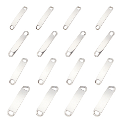 Stainless Steel Color 80Pcs 4 Style 201 Stainless Steel Links Connectors, Stamping Blank Tag, Rectangle Oval, Stainless Steel Color, 39x8x5mm, Hole: 4x4mm, 20pcs/style