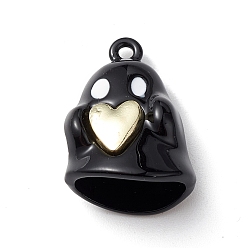 Черный Подвески из окрашенного сплава на Хэллоуин, призрачное очарование, чёрные, 20x15x9 мм, отверстие : 1.5 мм