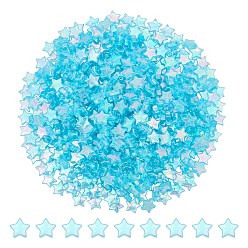 Голубой 500 шт. Экологически чистые прозрачные акриловые бусины., звезда, AB цвет, голубой, 10x4 мм, отверстие : 1.5 мм