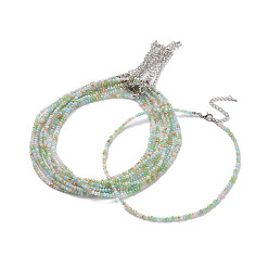 Coloré Collier de perles de verre rondelle à facettes pour femme, avec des agrafes en alliage, colorées, 16.14 pouce (41 cm), 3mm