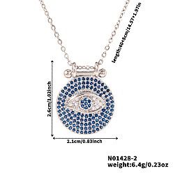 Платина Элегантные латунные микропаве кубические цирконии синие подвески сглаза ожерелья, идеально подходит для повседневной носки, платина, 15.75 дюйм (40 см)
