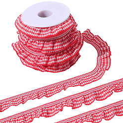 (123L) Белый крем непрозрачный блеск 10 ярдов спандексовой ленты, шотландка шаблон, с пустыми катушками из АБС-пластика, огнеупорный кирпич, 3/4 дюйм (20 мм)