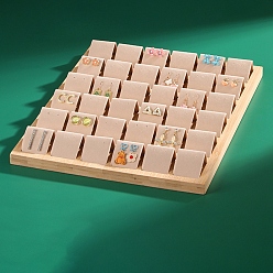 PeachPuff 36-Slot Bamboo Earring Display Tray, with Velvet Display Holder, Rectangle, PeachPuff, 350x285x35mm