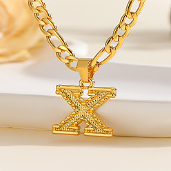 Letter X 304 цепочка с подвеской в виде Фигаро из нержавеющей стали, золотые, Письмо X, 17.72 дюйм (45 см)