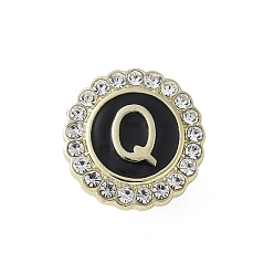 Letter Q Эмалевые булавки с буквами, броши из сплава для одежды рюкзака, с четким кубического циркония, Буква Q, 17.8x17 мм