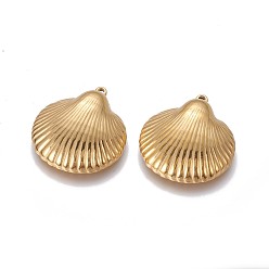 Золотой 304 подвески из нержавеющей стали, оболочка, золотые, 27x24.5~24.7x6.6~6.7 мм, отверстие : 1.6 мм