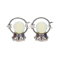 Опал Украшения из опаловой сферы, с пьедесталом из легированной эмали, звезды с луной, античное серебро, 79x82x50 мм