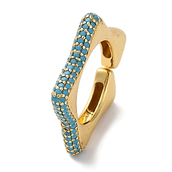 Небесно-голубой Кольца-манжеты для женщин с открытыми кольцами из латуни и кубическим цирконием в виде звезды, без свинца и без кадмия, долговечный, реальный 18 k позолоченный, голубой, 3.5 мм