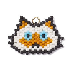 Перу Подвески ручной работы из стеклянных бусин в форме головы кошки, с 304 петлей из нержавеющей стали, Перу, 19x28.5x1.5 мм, отверстие : 3 мм