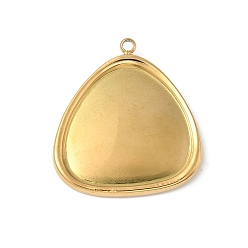 Настоящее золото 18K 304 подвеска кабошон нержавеющая сталь под эмаль, ионное покрытие (ip), треугольный шарм, реальный 18 k позолоченный, 29x26x2.5 мм, отверстие : 1.8 мм