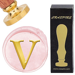 Letter V Латунная восковая печать с деревянной ручкой, для diy scrapbooking, Буква V, 25 мм