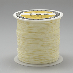 Light Goldenrod Yellow Polyester Cords, Light Goldenrod Yellow, 0.8mm, about 131.23~142.16 yards(120~130m)/roll