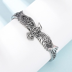 Античное Серебро Браслеты-манжеты из хирургической нержавеющей стали викинг, ворон, античное серебро, внутренний диаметр: 316 дюйм (2.46 см)