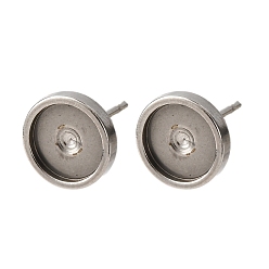 Нержавеющая Сталь Цвет 201 Выводы серьги из нержавеющей стали шпилька, плоско-круглые, с 316 нержавеющей стали, цвет нержавеющей стали, лоток : 8.5 мм, 10 мм, штифты : 0.8x11 мм