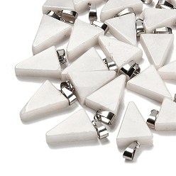 Белый Нефрит Натурального белого нефрита подвески, с 201 вывод из нержавеющей стали, треугольные, 24x15x5 мм, отверстие : 3x7.5 мм