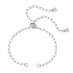 Нержавеющая Сталь Цвет 2.5мм 304 изготовление браслета-слайдера из нержавеющей стали со скрепками, не тускнеет, цвет нержавеющей стали, 9.45 дюйм (24 см)