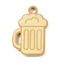 Golden 304 Stainless Steel Pendants, Beer Charms, Hand Polished, Ion Plating(IP), Golden, 18x12x1.4mm, Hole: 1.8mm
