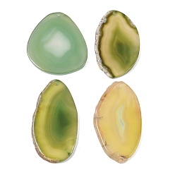 Зелено-Желтый Естественно агат нарезает большие кулоны, окрашенные, зеленый желтый, 50~110x27~60x5~10 мм, отверстие : 2 мм, около 20~40 шт / кг