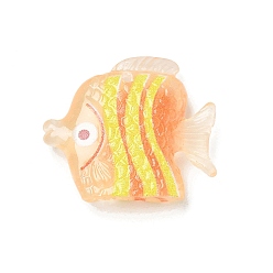 Yellow Transparent Resin Pendants, Fish Charms, Yellow, 21.5x25x6mm, Hole: 1.5mm
