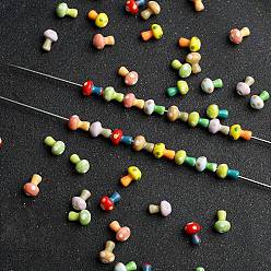 (52) Непрозрачная лаванда Ручной фарфоровые керамические шарики, гриб, пастельный фарфор, разноцветные, 13x9.5 мм, отверстие : 2.5 мм