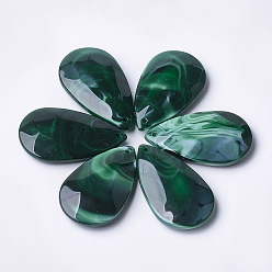 Темно-Зеленый Акриловые подвески, Стиль имитация драгоценных камней, слеза, темно-зеленый, 48x28x9 мм, Отверстие : 2 мм , около 68 шт / 500 г