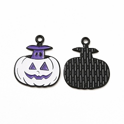 Белый Стойки обшивки сплава эмали подвески, без кадмия, без никеля и без свинца, Хэллоуин тема, тыквенное очарование, электрофорез черный, белые, 23x20x1.5 мм, отверстие : 1.8 мм