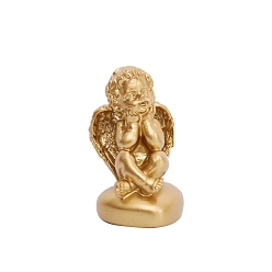 (932FM) Темно-синий аква-матовый с подкладкой Резная статуя купидона из смолы, украшение для дома, фигурки ангелов крытые наружные садовые украшения, темно-золотистые, 50x80 мм