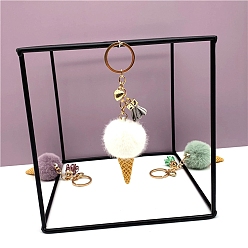 Белый Брелок с пушистым помпоном в виде мороженого, для украшения сумки, брелок подарок и рюкзак для телефона, белые, 14.5 см