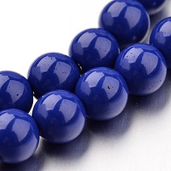 Blue Non-magnetic Synthetic Hematite Bead Strands, Spray Painted, Round, Blue, 6mm, Hole: 1mm, about 67pcs/strand, 15.7 inch