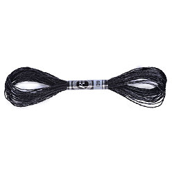 Черный 12-слойная нить для вышивания из металлизированного полиэстера, блестящие нитки для вышивки крестиком для рукоделия, ручная вышивка, браслеты дружбы плетеная веревка, чёрные, 0.8 мм, о 8м / моток