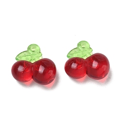 Red Transparent Acrylic Pendants, Cherry Charms, Red, 18.5x19x9.5mm, Hole: 1.6mm