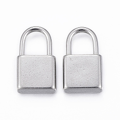 Stainless Steel Color Tarnish Resistant 304 Stainless Steel Pendants, Padlock, Stainless Steel Color, 17x10x4mm, Hole: 6.5x5mm