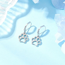 Нержавеющая Сталь Цвет 304 серьги-гвоздики с отпечатками лап из нержавеющей стали, цвет нержавеющей стали, 27.5x12 мм