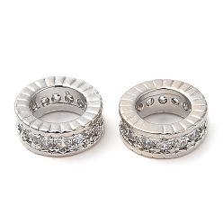 Платина Стойки обшивки латунь микро проложить кубического циркония бусы, долговечный, без свинца и без кадмия, колонка, платина, 8x3 мм, отверстие : 5 мм