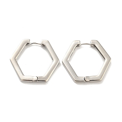 Platin Farbe Messing Creolen, Hexagon, Platin Farbe, 27.5x3 mm