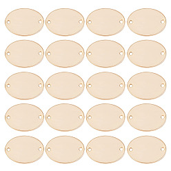 Настоящее золото 18K 24 шт. латунные подвески для разъемов, овальные связи, без никеля , реальный 18 k позолоченный, 18x13x1 мм, отверстие : 1 мм