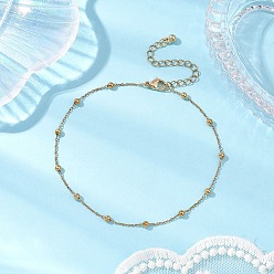 Золотой 304 браслеты на щиколотку из нержавеющей стали с шариками и цепочкой, золотые, 9-1/8 дюйм (230 мм)