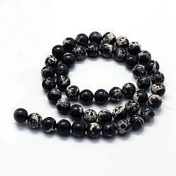 Black Synthetic Imperial Jasper Beads Strands, Dyed, Round, Black, 8mm, Hole: 0.8mm, about 47pcs/strand, 14.96 inch(38cm)